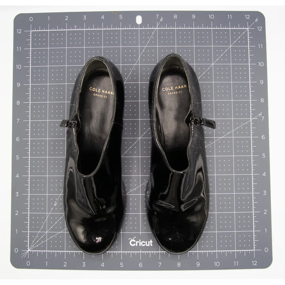 Cole Haan Grand.OS Black Patent Leather Waterproof Wedge Ankle Boots 6.5B